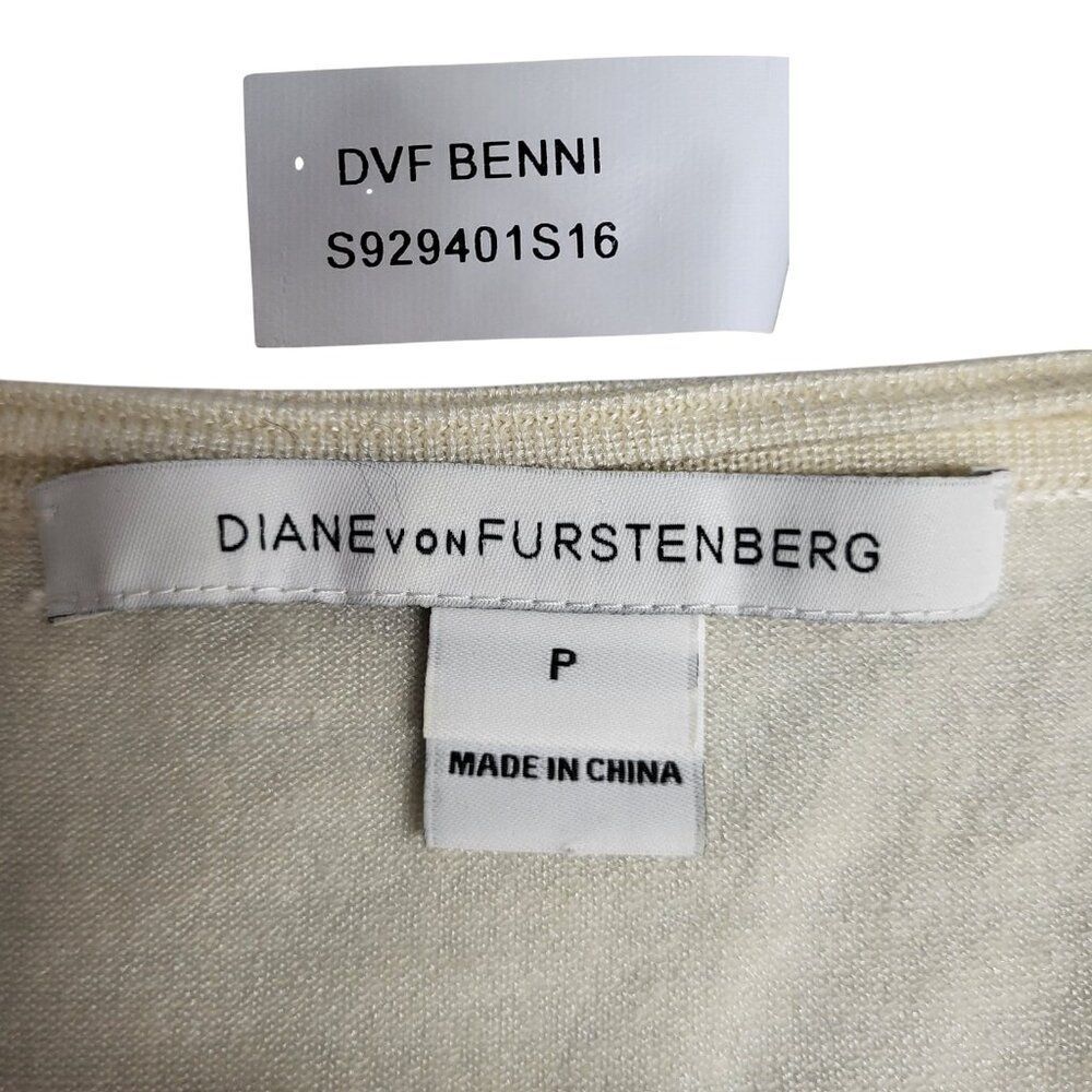 Authentic DVF Small Petite White Sweater Merino Wool Viscose Tiered Ruffles - Picture 2 of 15